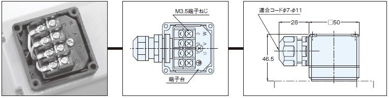 FAQ0027】MINIシリーズ 15W～90W ギアモ－タのターミナルボックスの