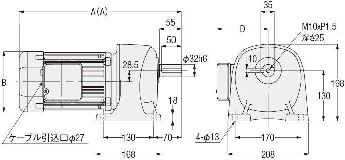 ギアモータ/ブレーキ付きギアモータ 三相1.5kW 平行軸 脚取付 - 株式会社ニッセイ