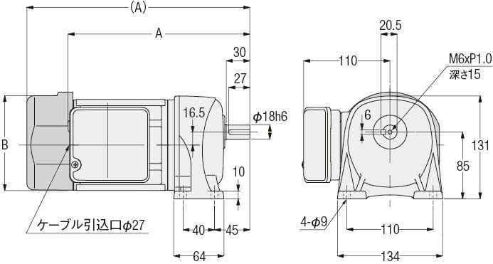 ギヤードモーター(ブレーキ付ギヤモータ) G3L40N25-MD22TNNTB2