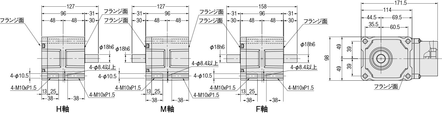 サーボモータ用高精度減速機 100W相当 同心中実軸 1分・3分 - 株式会社