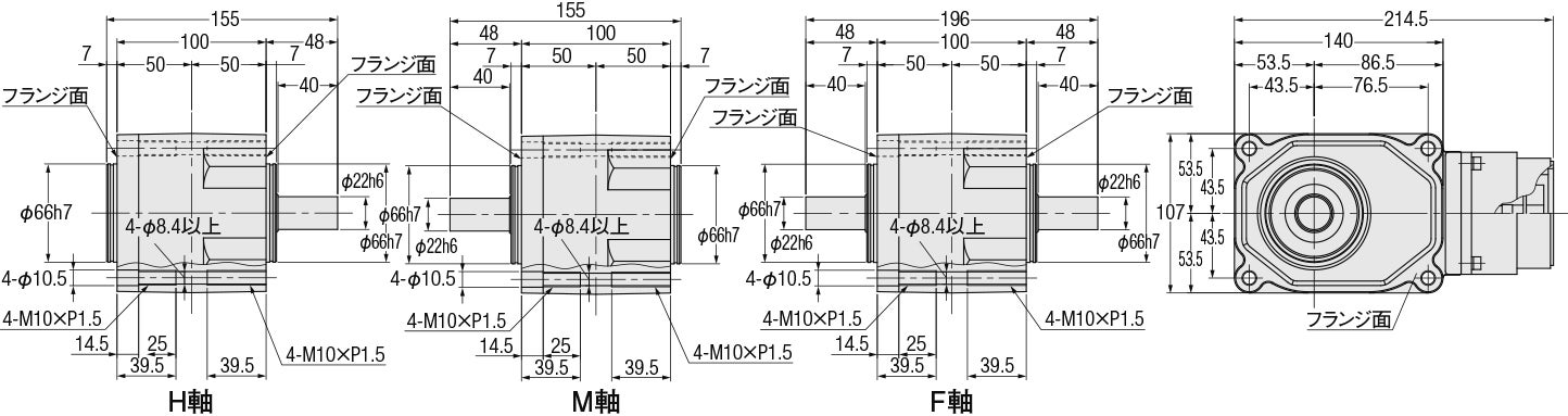 サーボモータ用高精度減速機 200W相当 同心中実軸 1分・3分 - 株式会社