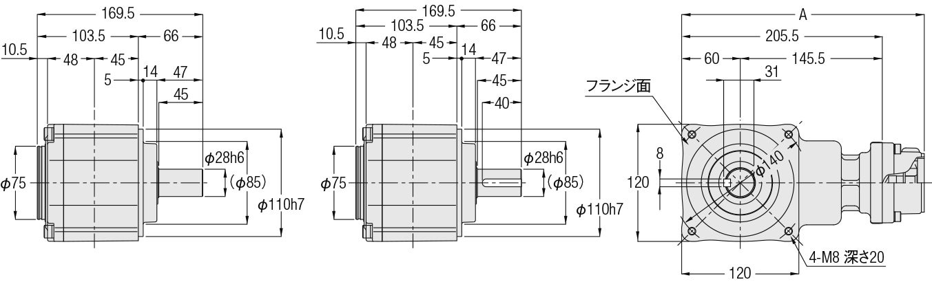 サーボモータ用高精度減速機 400W相当 中実軸 3分・30分 - 株式会社